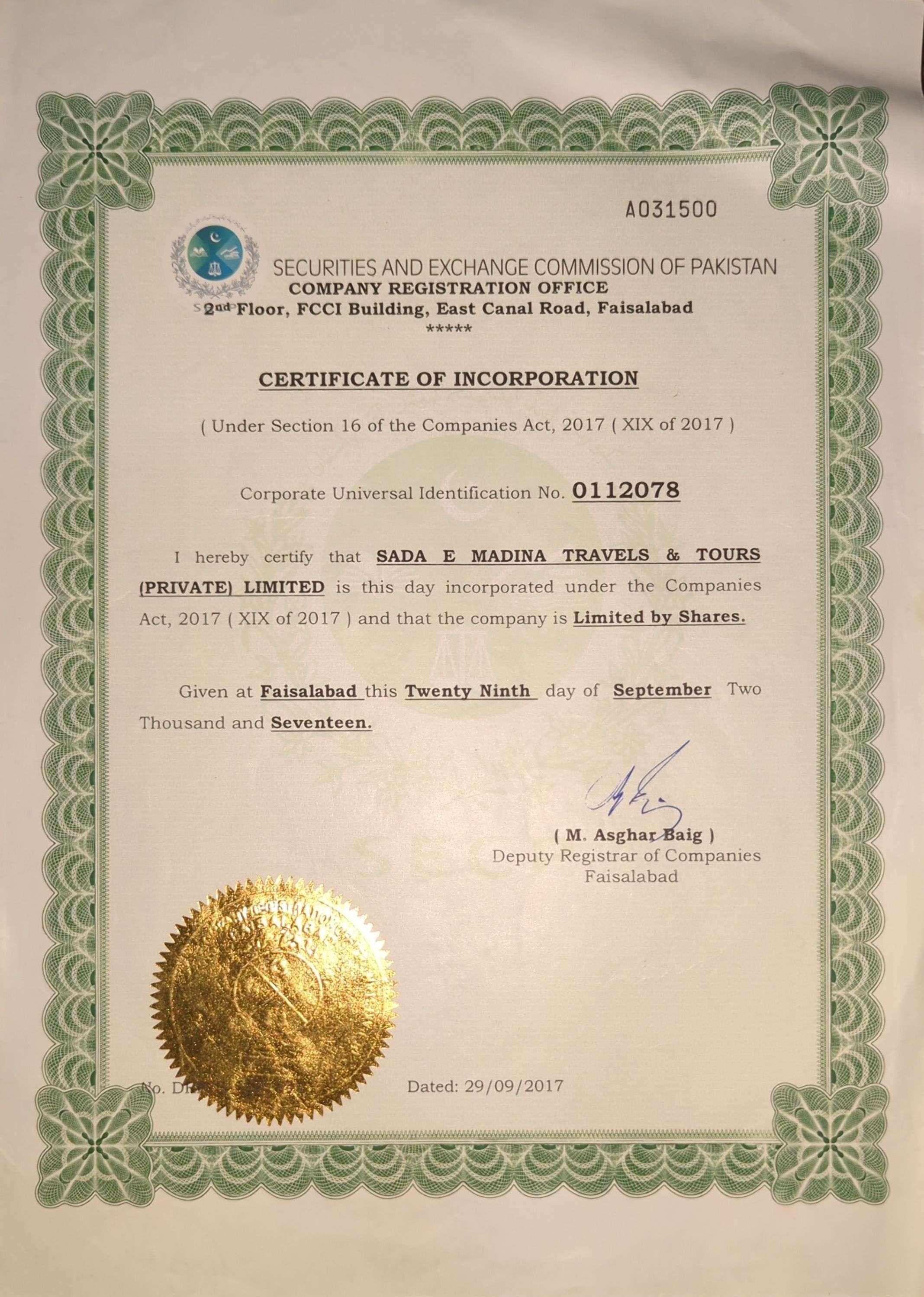 SECP Certificate